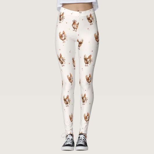 Leggings Cute Amusant Pastel Hen Poulet De Poulet (Devant)