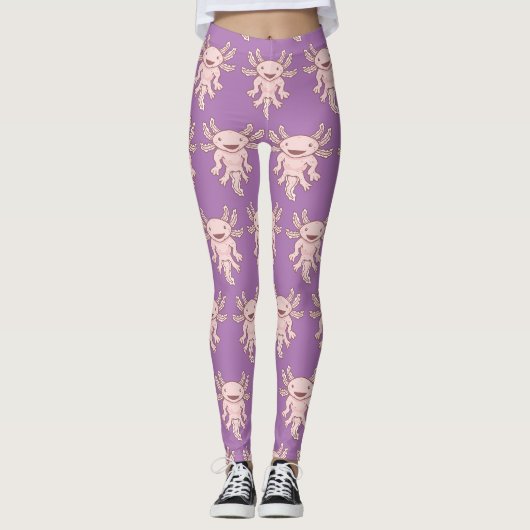 Leggings Cute Axolotl rose Thunder_Cove (Devant)
