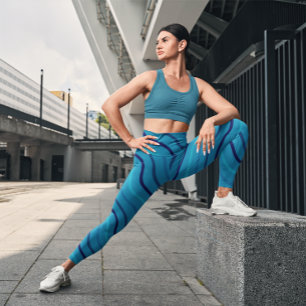 Leggings Cute Blue Stripe Gym Yoga Femmes Leggations Serrée