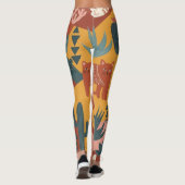 Leggings Cute Boho Desert Cats Cactus Succulent Pattern (Dos)