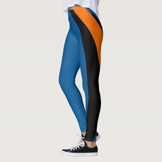 Leggings Cute Bright Orange, Bleu & Légendes Noires Femmes (Gauche)