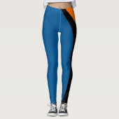 Leggings Cute Bright Orange, Bleu & Légendes Noires Femmes (Devant)