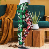Leggings Cute Buffalo Plaid Pattern Snowflakes Christmas