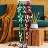 Leggings Cute Buffalo Plaid Pattern Snowflakes Christmas