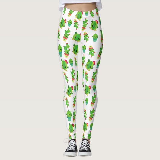 Leggings Cute Cactus, Green Cactus, Motif Cactus (Devant)