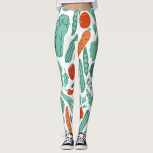 Leggings Cute Cartoon Food : Motif de légumes vibrants