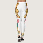 Leggings Cute Cartoon Man with Giant Teddy Bear Summer Fun (Dos)
