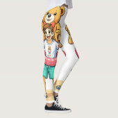 Leggings Cute Cartoon Man with Giant Teddy Bear Summer Fun (Droite)