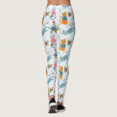 Leggings Cute Chat En Fleurs Motif Jardin (Dos)