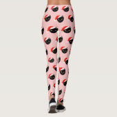 Leggings Cute Chat noir Père Noël Rouge Motif rose Noël (Dos)