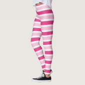 Leggings Cute Chic Classic Rose, Hot Rose & White Stripes (Gauche)