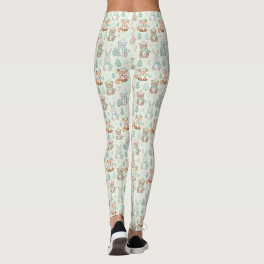 Leggings Cute Christmas Animals Seamless Pattern (Dos)