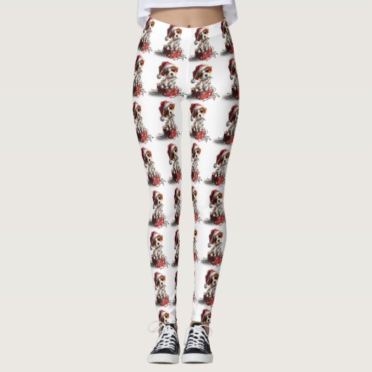 Leggings Cute Christmas Puppy on Gift Box (Devant)