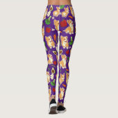 Leggings Cute Corgi and Vegetables Motif alimentaire violet (Dos)