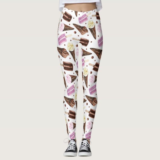 Leggings Cute Crème glacée Traite le Motif (Devant)