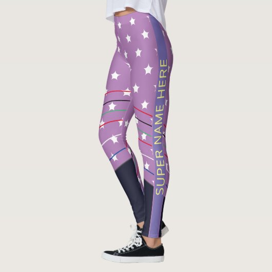 Leggings Cute Custom Purple Super Hero Junet14 juillet (Gauche)