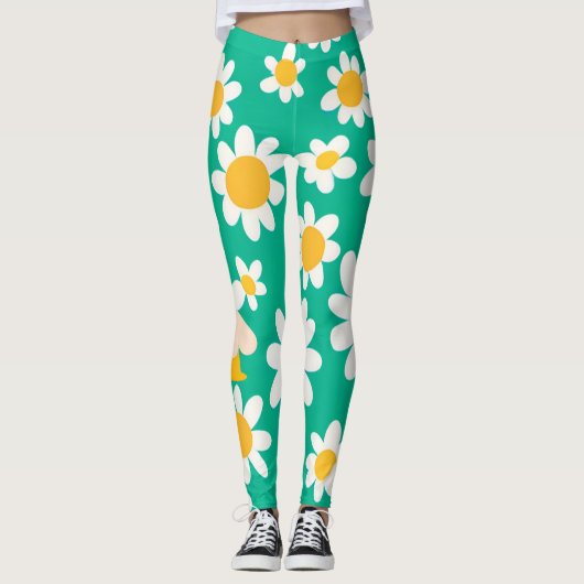 Leggings Cute Daisy Flower Botanique motif école girly (Devant)