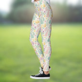 Leggings Cute Easter Bunnies with Pastel Eggs and Ferns