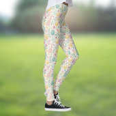 Leggings Cute Easter Bunnies with Pastel Eggs and Ferns