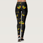 Leggings Cute Éffrayant Noir Halloween Cat Eyes dans la nui (Dos)