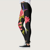 Leggings Cute Elegant Fille Noir Rose Floral Colibri (Gauche)