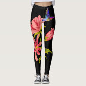 Leggings Cute Elegant Fille Noir Rose Floral Colibri (Devant)