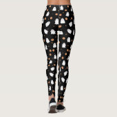 Leggings Cute Fantôme et Citrouille Motif d'Halloween noir (Dos)