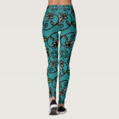 Leggings Cute Floral Pattern Teal (Dos)