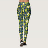 Leggings Cute Fraîche Citron Citrus Doodle Jaune Bleu (Dos)