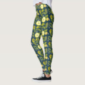 Leggings Cute Fraîche Citron Citrus Doodle Jaune Bleu (Gauche)