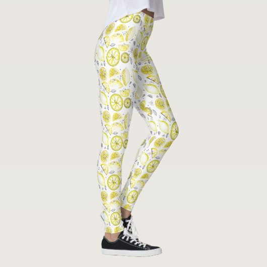 Leggings Cute Fraîche Citrus Citron D'Été Doodle Jaune (Droite)