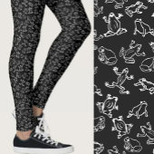 Leggings Cute Frogs Black and White Pattern