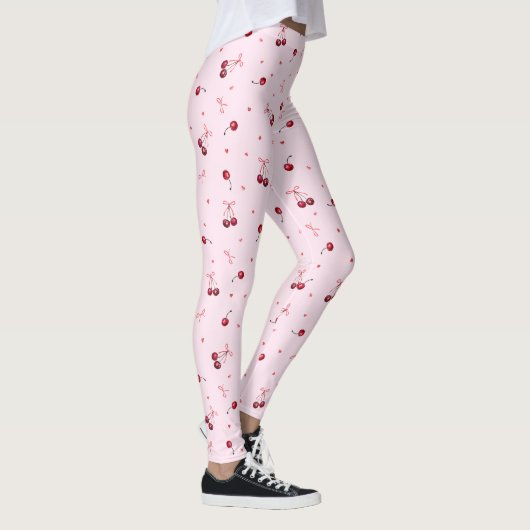 Leggings Cute Girls Pink Bows and Cherries (Droite)
