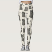 Leggings Cute Gothic Pets Pattern – Ghost animal  (Devant)