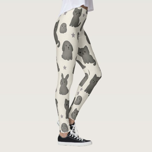Leggings Cute Gothic Pets Pattern – Ghost animal  (Droite)