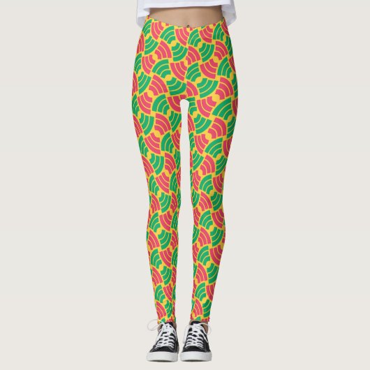 Leggings Cute Green Retro Gym Yoga Femmes Légendes Serrées (Devant)