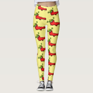Leggings Cute grenouille dans une chaussette rouge saut de