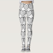 Leggings Cute Grey Motif de coeur Blanc (Devant)