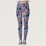 Leggings Cute Halloween Chat Éffrayant<br><div class="desc">Joli et éffrayant motif d'halloween chat sur un arrière - plan violet avec sorcières de chat,  lanternes citrouilles,  araignées,  crânes,  fantômes et zombies. Eek ! Art original de Nic Squirrell.</div>