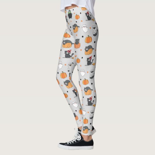 Leggings Cute Halloween Chats et Fantômes Motif (Gauche)