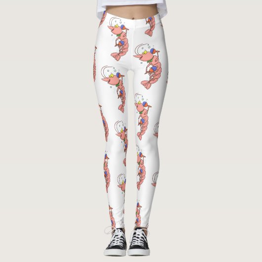 Leggings Cute happy shrimp, dessin animé de crevettes (Devant)