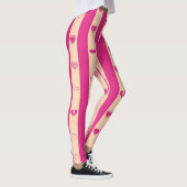 Leggings Cute Heart Modern Hot Pink Stripe (Droite)