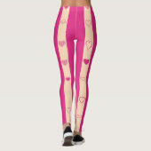 Leggings Cute Heart Modern Hot Pink Stripe (Dos)
