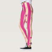 Leggings Cute Heart Modern Hot Pink Stripe (Gauche)
