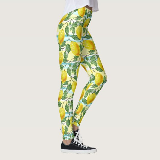 Leggings Cute Hip Tropical Summer Lemons Fruit Motif (Droite)