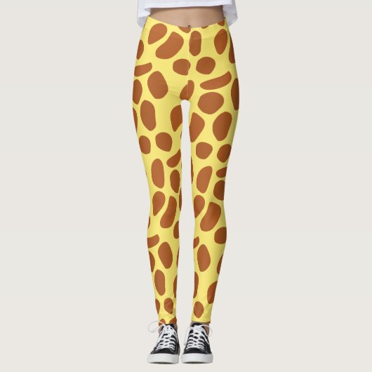 Leggings Cute jaune girafe peau douce motif (Devant)