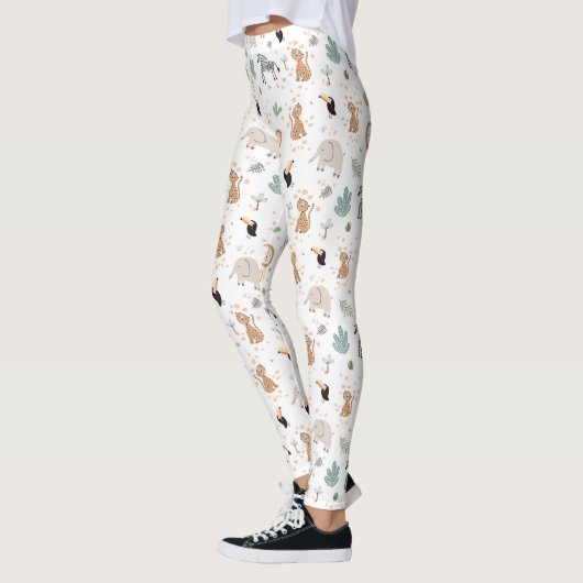 Leggings Cute Jungle Rainforest Animaux Motif (Gauche)