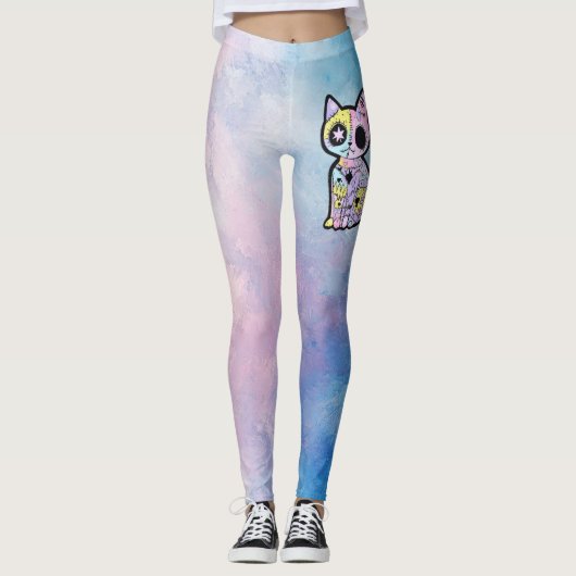 Leggings Cute Kawaii Pastel Goth Patchwork Gothique Déplais (Devant)
