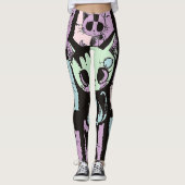 Leggings Cute Kawaii Pastel Goth Patchwork Gothique Déplais (Devant)