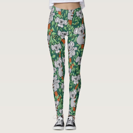 Leggings Cute Koala Motif Hunter Green (Devant)